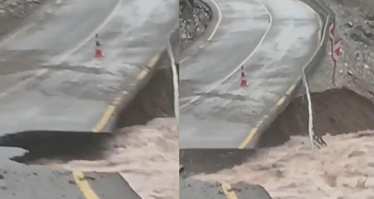 Yahyalı'da sel yolu çökertti